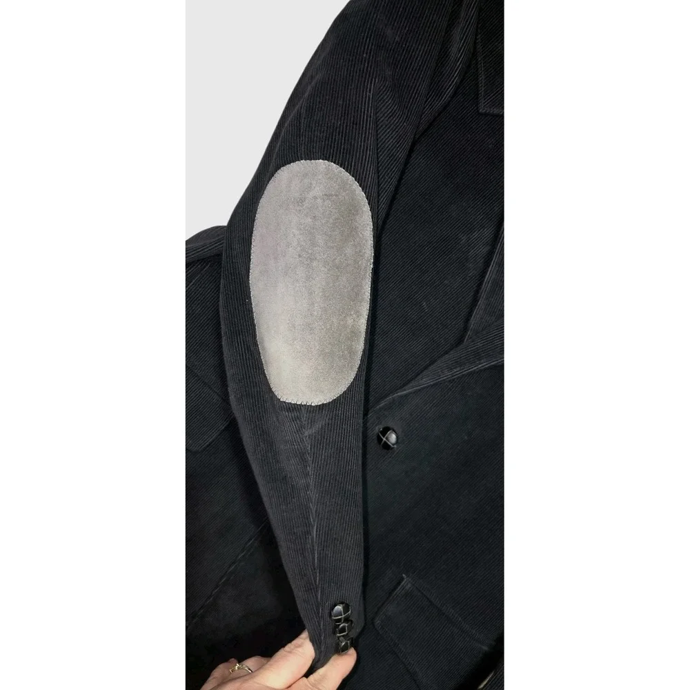 BRAD WHITNEY‎ Vintage Western Blazer Mens 40 Tall Black Corduroy Elbow Patch